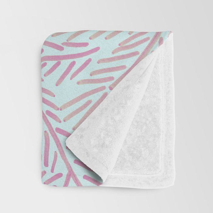 Winter Berries & Pine Branches in Teal & Pink Throw Blanket Gallery Image 3
