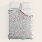 Winter Berries & Pine Branches in Teal & Pink Duvet Cover Gallery Image 6