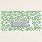 Dopamine Decor Leopard Print Blue And Green Desk Mat Gallery Image 1