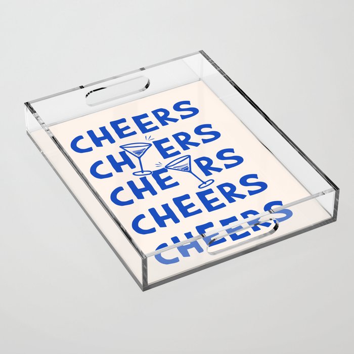 Cheers. Cocktails and Drinks in Royal Blue and Linen White Acrylic Tray Gallery Image 1