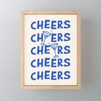 Cheers. Cocktails and Drinks in Royal Blue and Linen White Mini Art Print Gallery Image 1