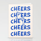 Cheers. Cocktails and Drinks in Royal Blue and Linen White Stationery Card Gallery Image 2