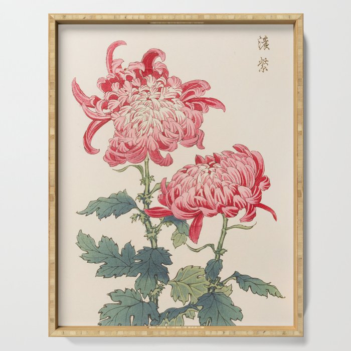 Japanese Chrysanthemum Woodblock Print #4 Serving Tray Gallery Image 1