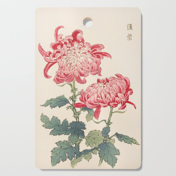 Japanese Chrysanthemum Woodblock Print #4 Cutting Board Gallery Image 1