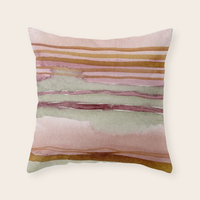 Sunset Beach Reflections x Modern Abstract Watercolor Throw Pillow Gallery Image 1