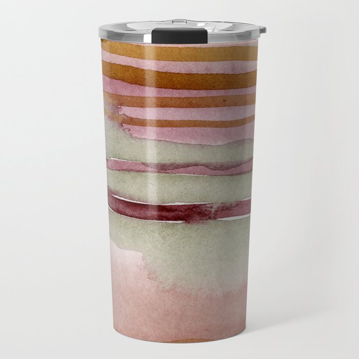 Sunset Beach Reflections x Modern Abstract Watercolor Travel Mug Gallery Image 1