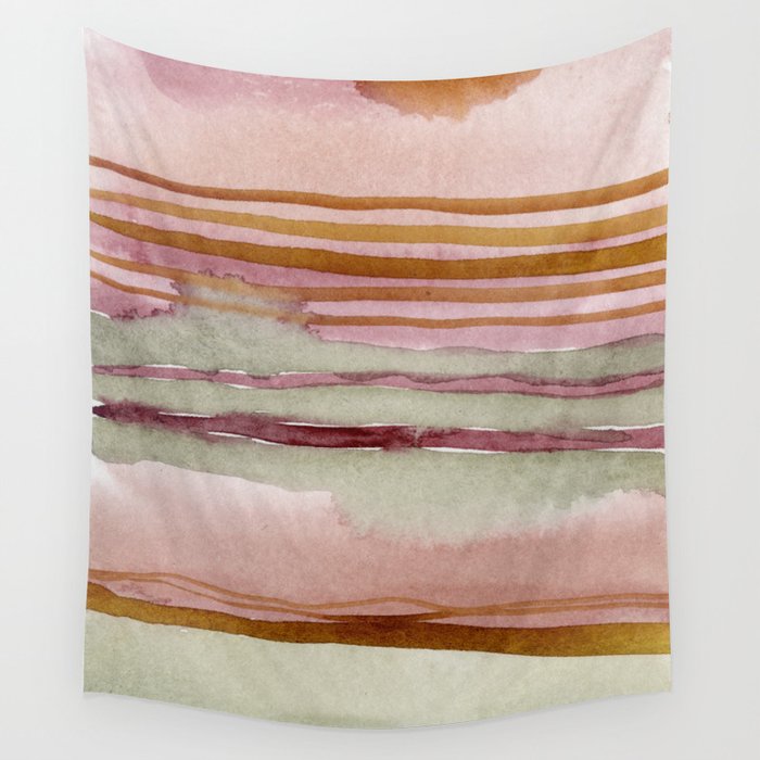 Sunset Beach Reflections x Modern Abstract Watercolor Wall Tapestry Gallery Image 4