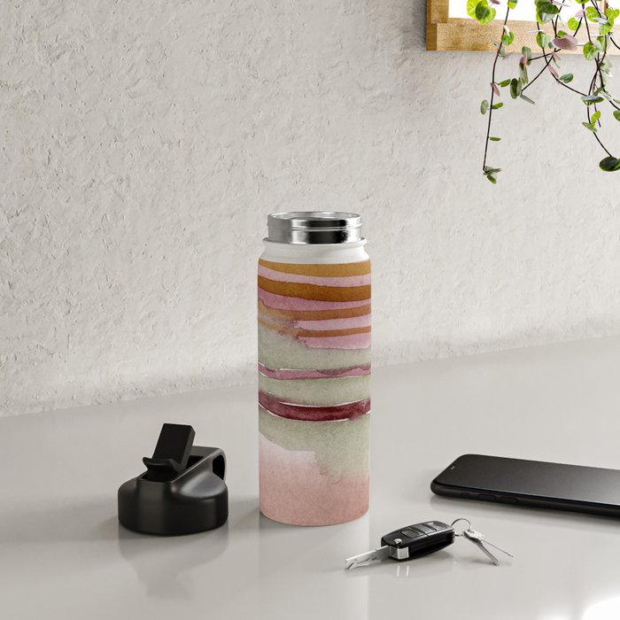 Sunset Beach Reflections x Modern Abstract Watercolor Water Bottle Gallery Image 4