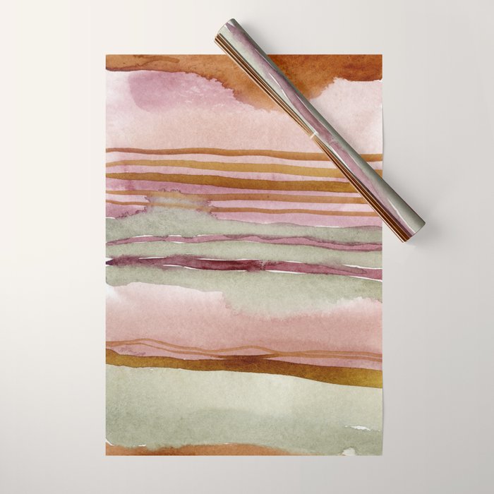 Sunset Beach Reflections x Modern Abstract Watercolor Wrapping Paper Gallery Image 1