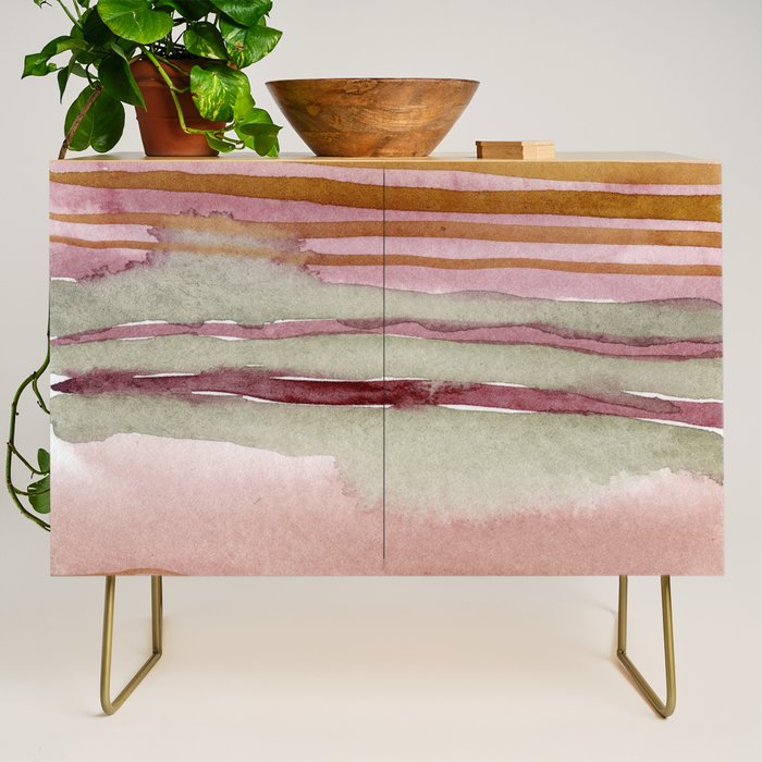 Sunset Beach Reflections x Modern Abstract Watercolor Credenza Gallery Image 1