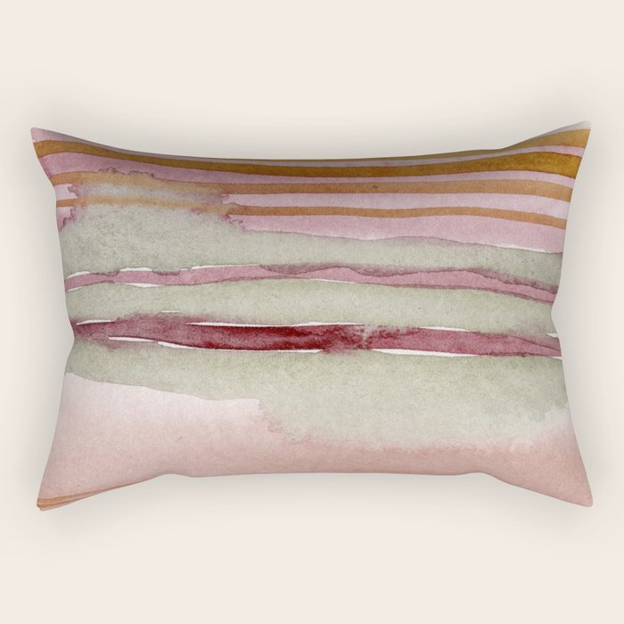 Sunset Beach Reflections x Modern Abstract Watercolor Rectangular Pillow Gallery Image 2
