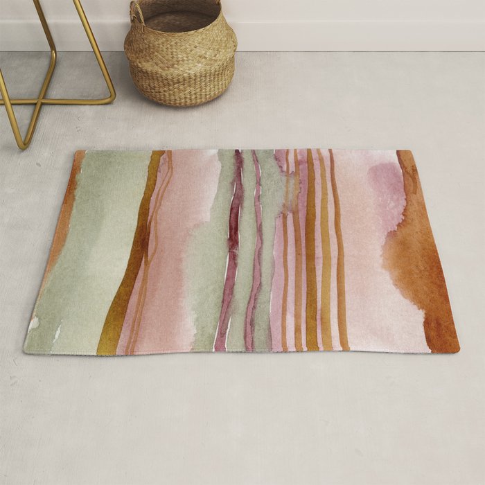 Sunset Beach Reflections x Modern Abstract Watercolor Rug Gallery Image 1