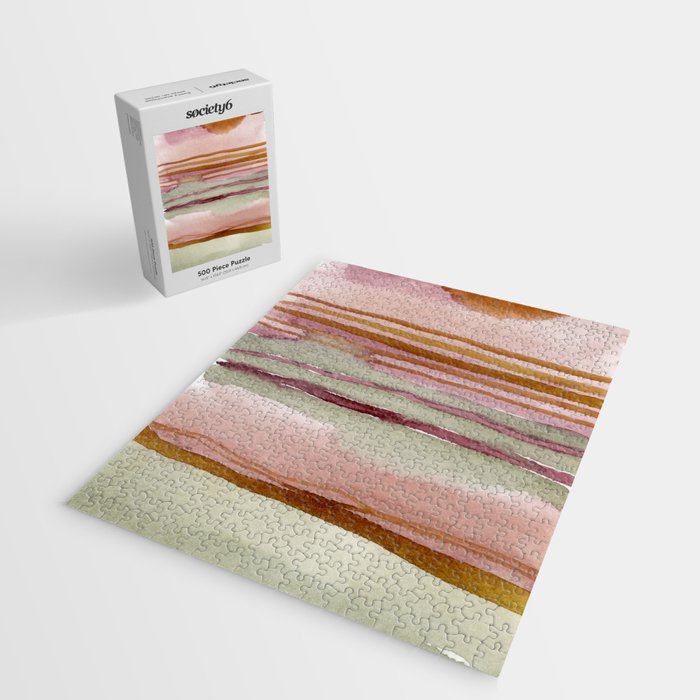 Sunset Beach Reflections x Modern Abstract Watercolor Jigsaw Puzzle Gallery Image 2