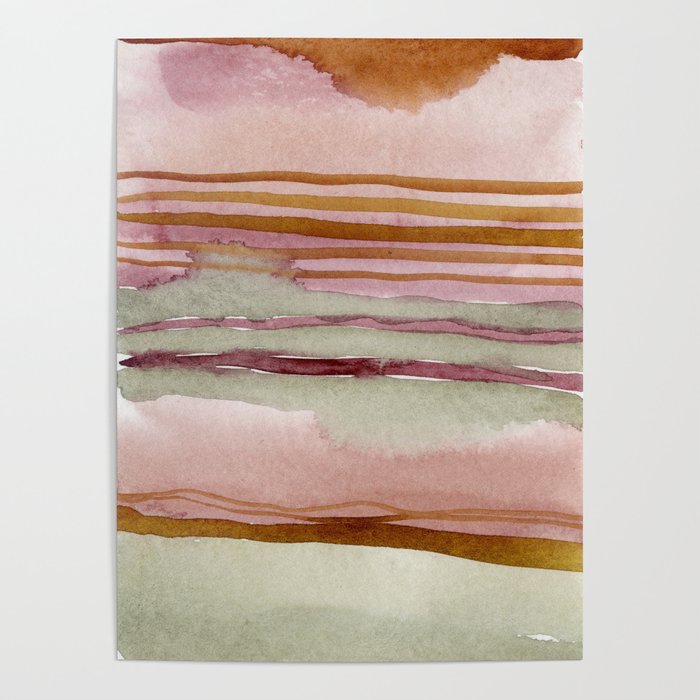 Sunset Beach Reflections x Modern Abstract Watercolor Poster Gallery Image 1