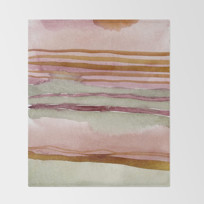Sunset Beach Reflections x Modern Abstract Watercolor Throw Blanket Gallery Image 2
