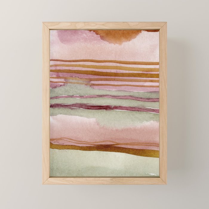 Sunset Beach Reflections x Modern Abstract Watercolor Mini Art Print Gallery Image 1