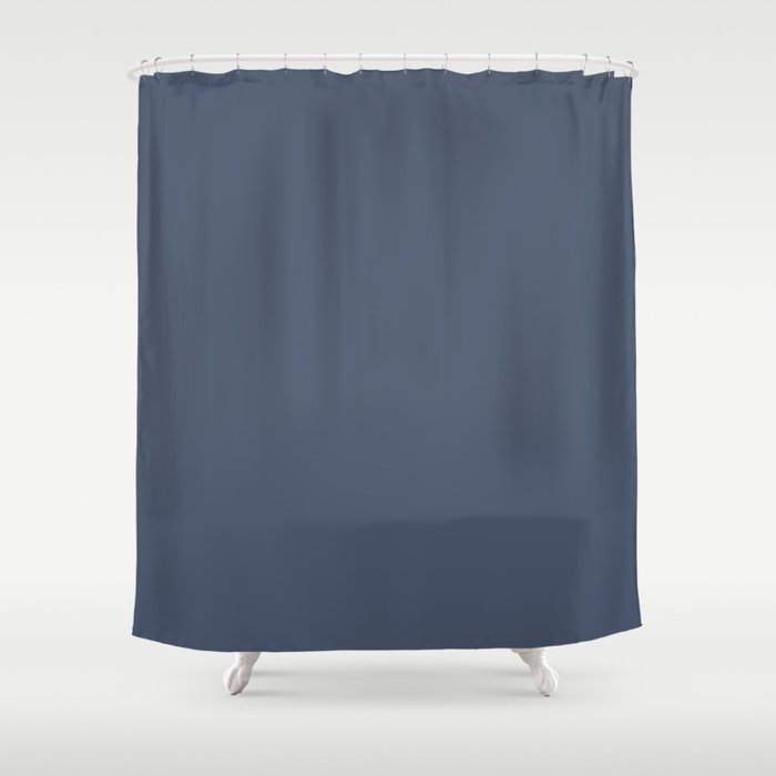 VINTAGE INDIGO SOLID COLOR Plain Navy Blue Shade  Shower Curtain Gallery Image 1
