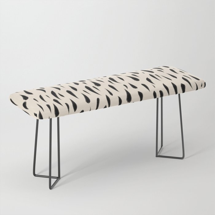 Organic Texture Minimalist Abstract Pattern in Black and Almond Cream Bench Gallery Image 1