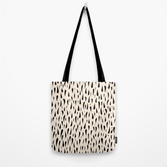 Organic Texture Minimalist Abstract Pattern in Black and Almond Cream Tote Bag Gallery Image 2