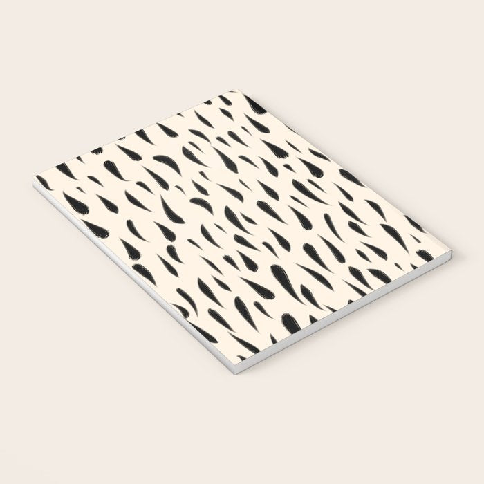 Organic Texture Minimalist Abstract Pattern in Black and Almond Cream Notebook Gallery Image 3