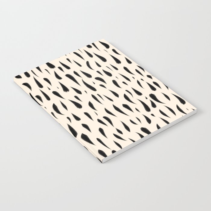 Organic Texture Minimalist Abstract Pattern in Black and Almond Cream Notebook Gallery Image 2