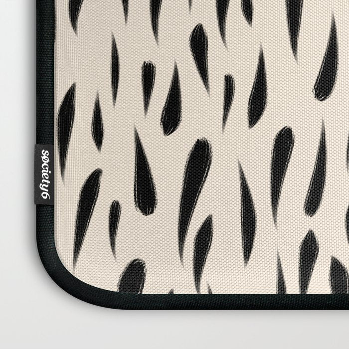 Organic Texture Minimalist Abstract Pattern in Black and Almond Cream Laptop Sleeve Gallery Image 3