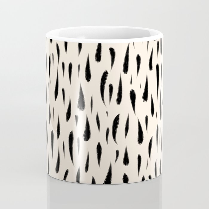 Organic Texture Minimalist Abstract Pattern in Black and Almond Cream Coffee Mug Gallery Image 4