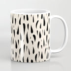 Organic Texture Minimalist Abstract Pattern in Black and Almond Cream Coffee Mug Gallery Image 1