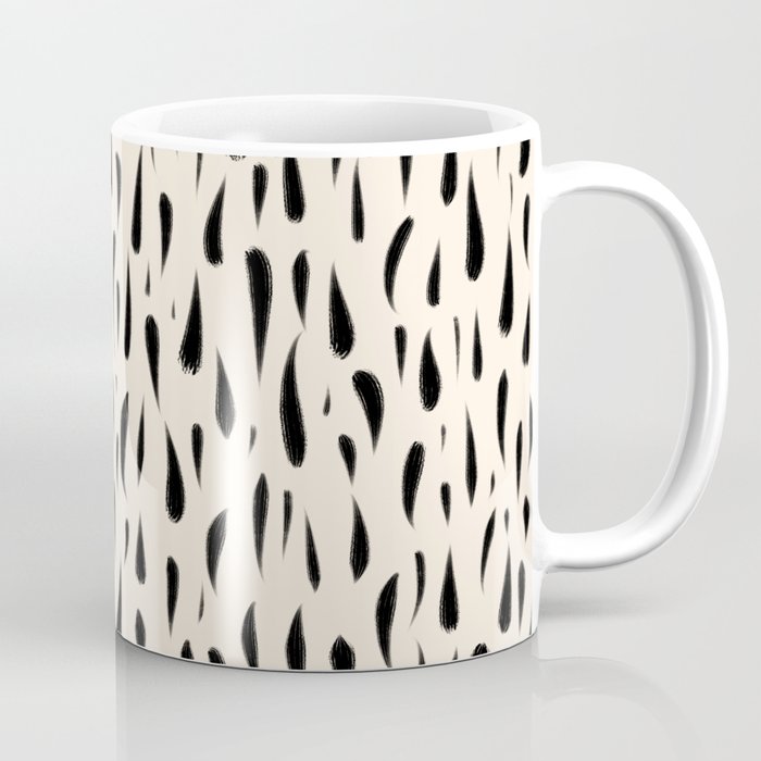 Organic Texture Minimalist Abstract Pattern in Black and Almond Cream Coffee Mug Gallery Image 1