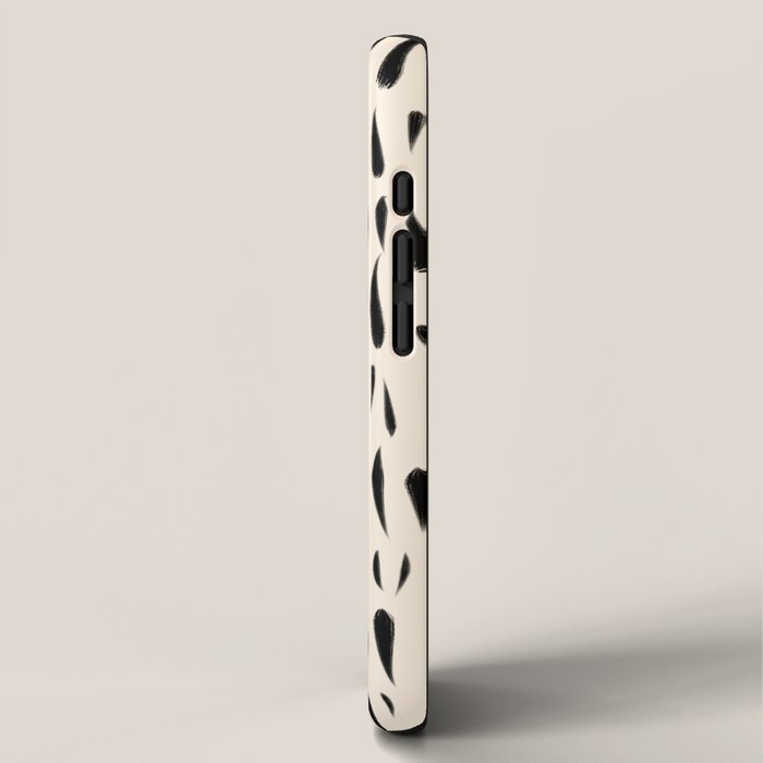 Organic Texture Minimalist Abstract Pattern in Black and Almond Cream iPhone Case Gallery Image 2