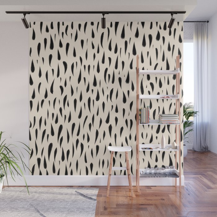 Organic Texture Minimalist Abstract Pattern in Black and Almond Cream Wall Mural Gallery Image 1