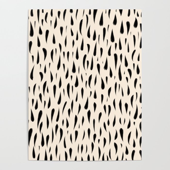 Organic Texture Minimalist Abstract Pattern in Black and Almond Cream Poster Gallery Image 4