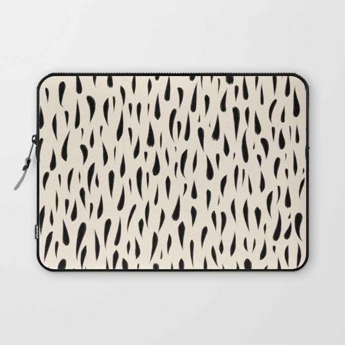 Organic Texture Minimalist Abstract Pattern in Black and Almond Cream Laptop Sleeve Gallery Image 1