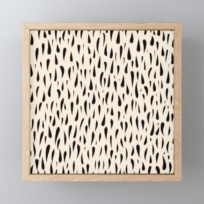 Organic Texture Minimalist Abstract Pattern in Black and Almond Cream Mini Art Print Gallery Image 1