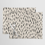 Organic Texture Minimalist Abstract Pattern in Black and Almond Cream Placemat Gallery Image 1