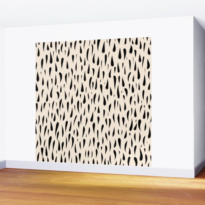 Organic Texture Minimalist Abstract Pattern in Black and Almond Cream Wall Mural Gallery Image 2