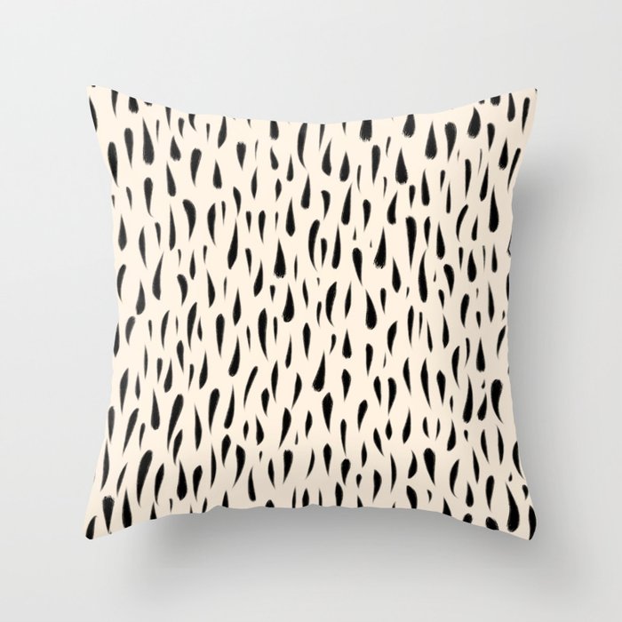 Organic Texture Minimalist Abstract Pattern in Black and Almond Cream Throw Pillow Gallery Image 6