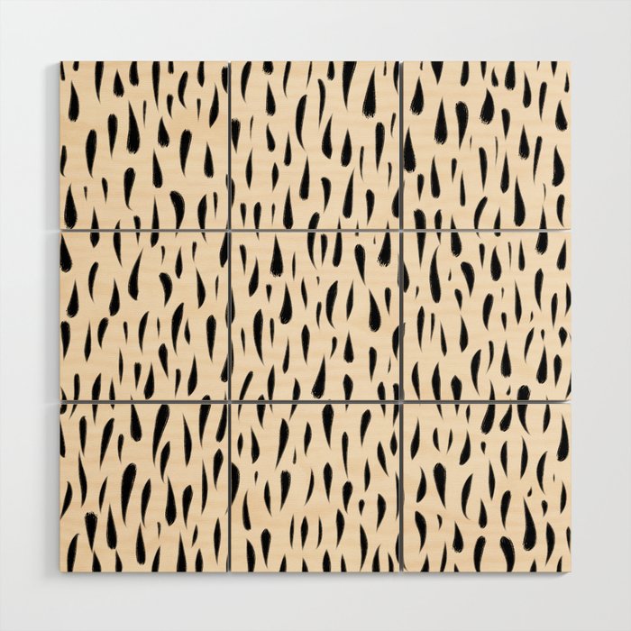 Organic Texture Minimalist Abstract Pattern in Black and Almond Cream Wood Wall Art Gallery Image 1