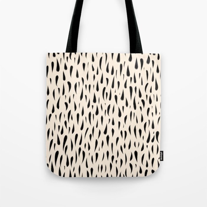 Organic Texture Minimalist Abstract Pattern in Black and Almond Cream Tote Bag Gallery Image 1