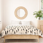 Organic Texture Minimalist Abstract Pattern in Black and Almond Cream Duvet Cover Gallery Image 3