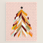 Festive Retro Christmas Tree on Peach Fuzz Jigsaw Puzzle Gallery Image 1