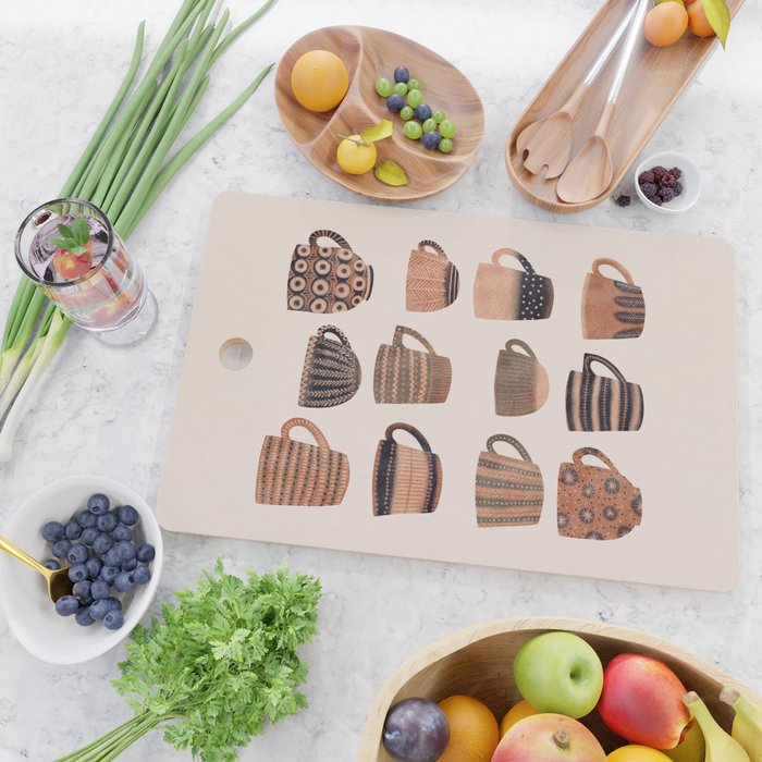 Watercolor Tea Cups Cutting Board Gallery Image 2