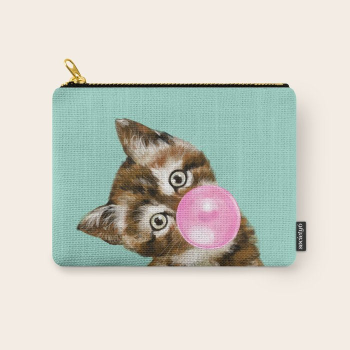 Bubble Gum Baby Cat in Green Carry All Pouch Gallery Image 1