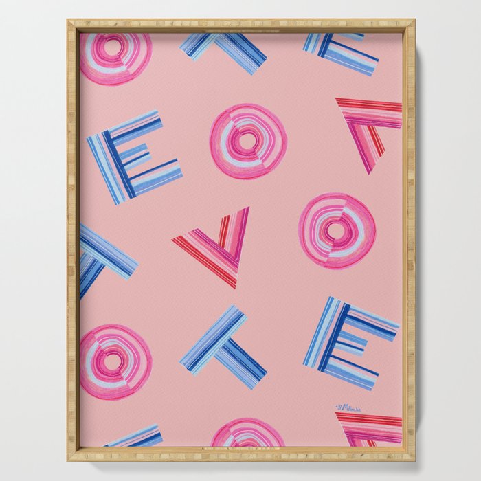 Cast Your Vote | Hand-Lettered Pattern in Peach Serving Tray Gallery Image 1
