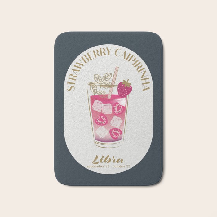 Cherry Mimosa Cocktail Zodiac Sign Bath Mat Gallery Image 1