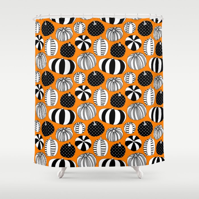 Autumn pumpkin harvest art pattern Shower Curtain Gallery Image 1