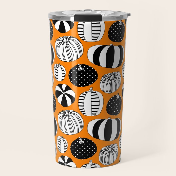 Autumn pumpkin harvest art pattern Travel Mug Gallery Image 1