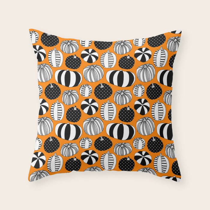 Autumn pumpkin harvest art pattern Throw Pillow Gallery Image 6