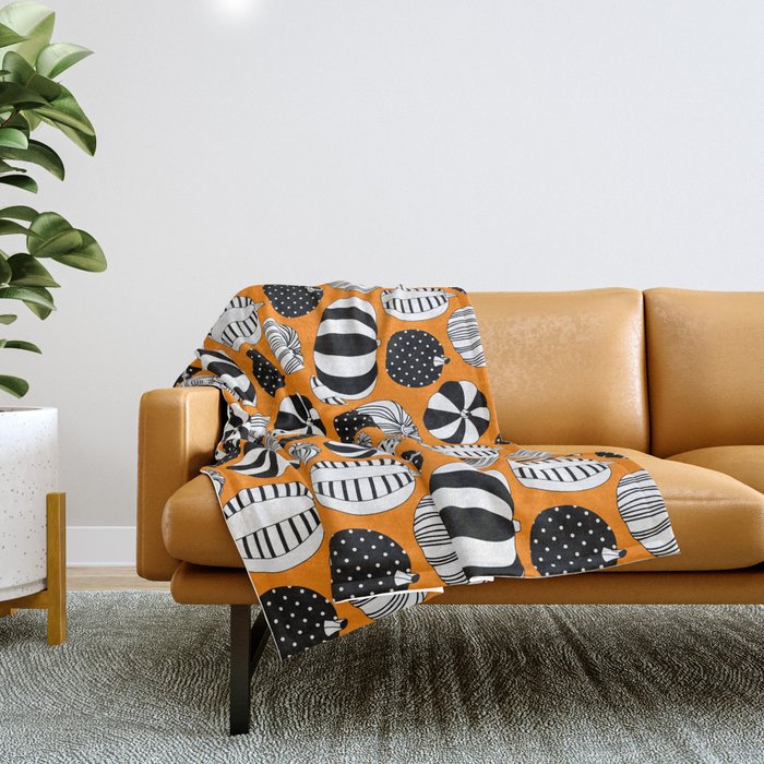 Autumn pumpkin harvest art pattern Throw Blanket Gallery Image 1