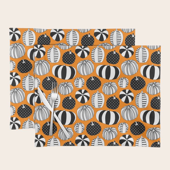Autumn pumpkin harvest art pattern Placemat Gallery Image 1